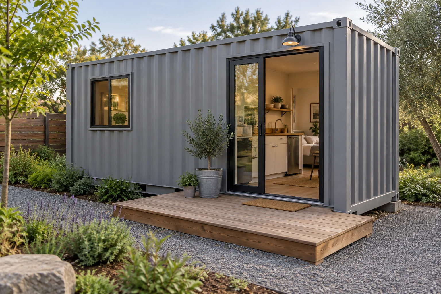 Compact shipping container home exterior concept