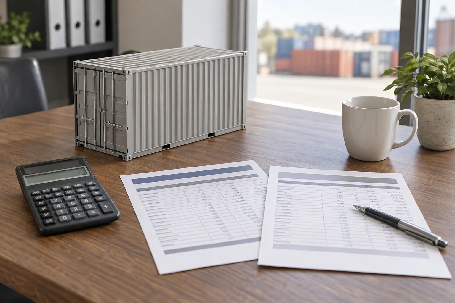 Illustrative comparison of payment schedules for a container purchase.